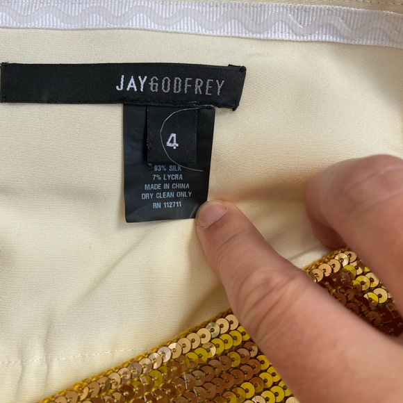 Jay Godfrey ivory silk and gold sequin dress sz 4 - Picture 4 of 4